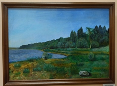 «Заводь реки Енисей». Х. на карт., масло.